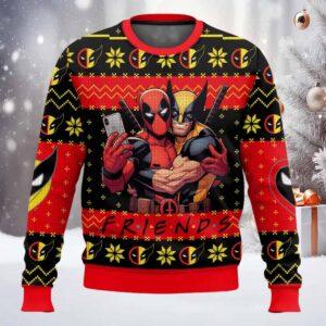 Friend Deadpool And Wolverine Ugly Christmas Sweater Friend Deadpool And Wolverine Ugly Christmas Sweater