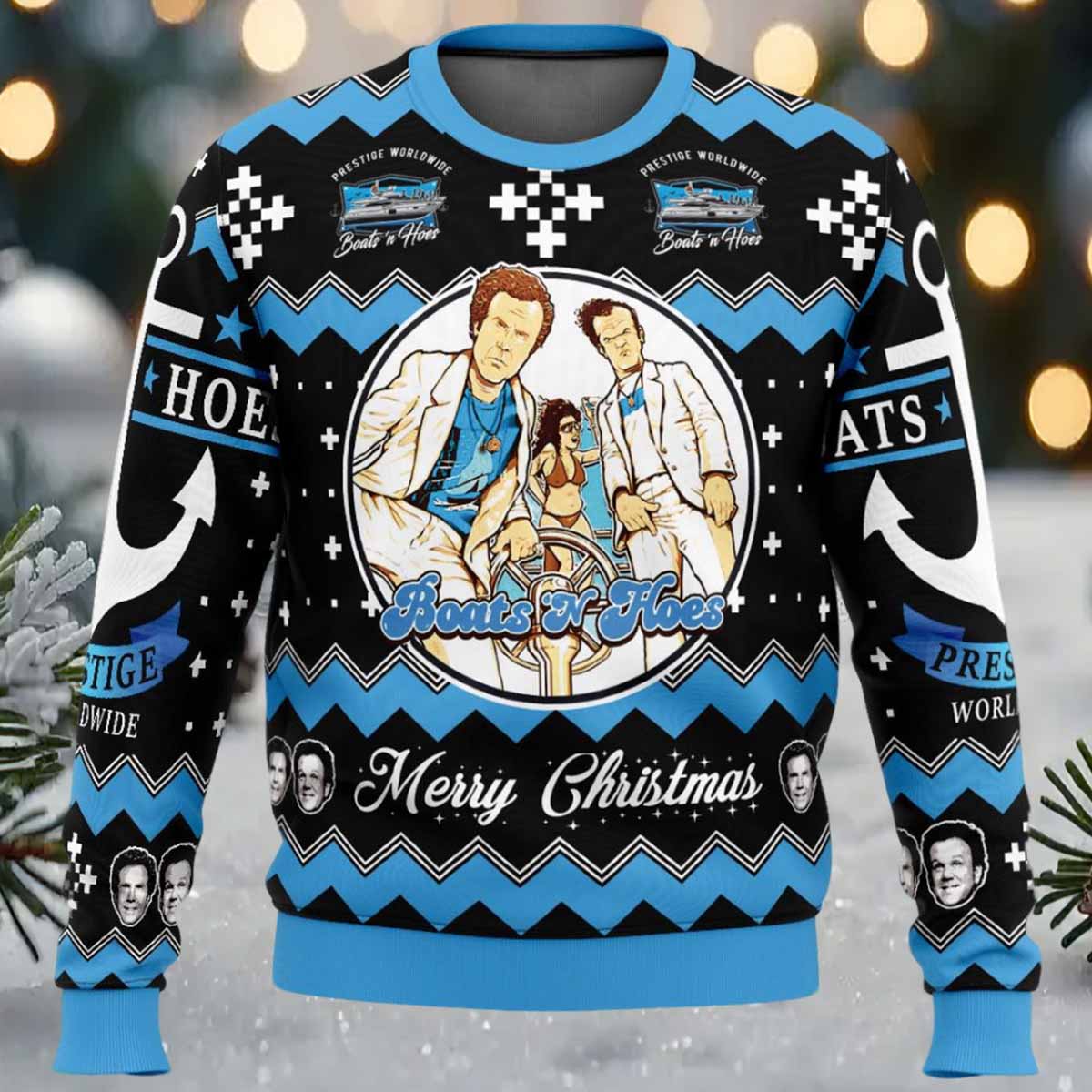 Funny Cool Boats and Hoes Ugly Christmas Sweater Funny Cool Boats and Hoes Ugly Christmas Sweater
