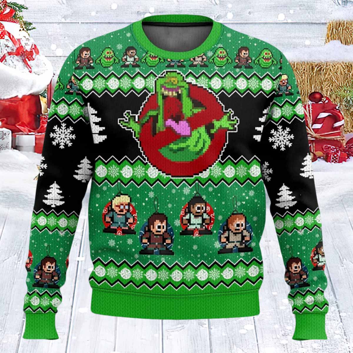 Ghostbusters Slimer Ugly Christmas Sweater Ghostbusters Slimer Ugly Christmas Sweater