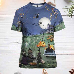 Halloween Art Print Casual Short Sleeve Shirt Halloween Art Print Casual Short Sleeve Shirt