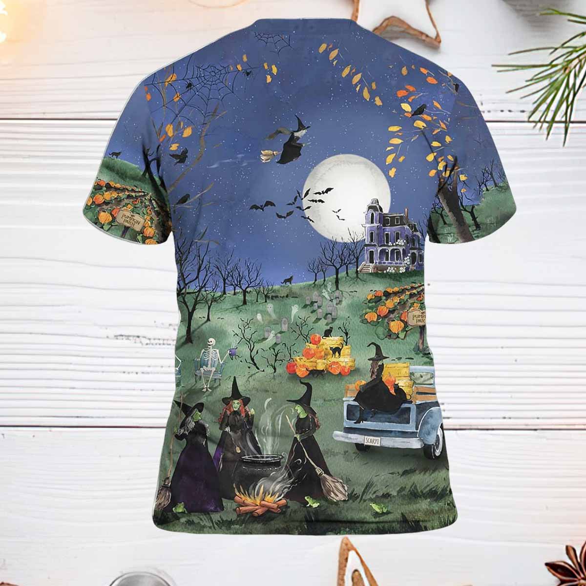 Halloween Art Print Casual Short Sleeve Shirt Halloween Art Print Casual Short Sleeve Shirt