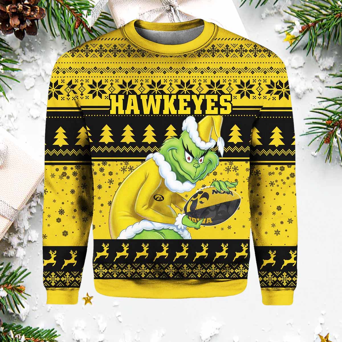 Hawkeyes Grnch Christmas Ugly Sweater Hawkeyes Grnch Christmas Ugly Sweater