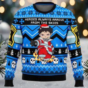 Heroes Always Arrive Fire Force Ugly Christmas Sweater Heroes Always Arrive Fire Force Ugly Christmas Sweater