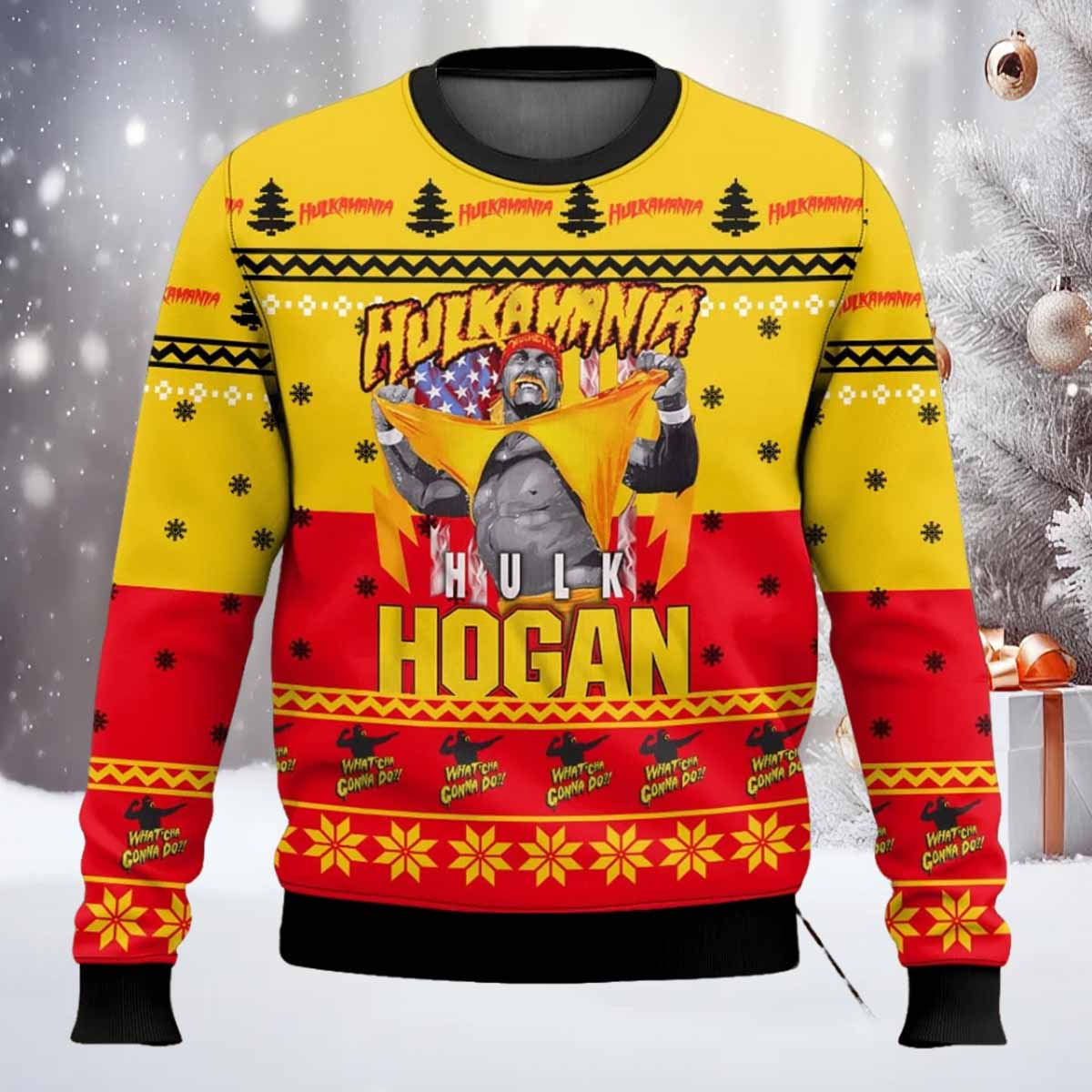 Hulkamania Hulk Hogan Christmas Sweater Hulkamania Hulk Hogan Christmas Sweater