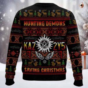 Hunting Demons Saving Christmas Sweater 1 Hunting Demons Saving Christmas Sweater