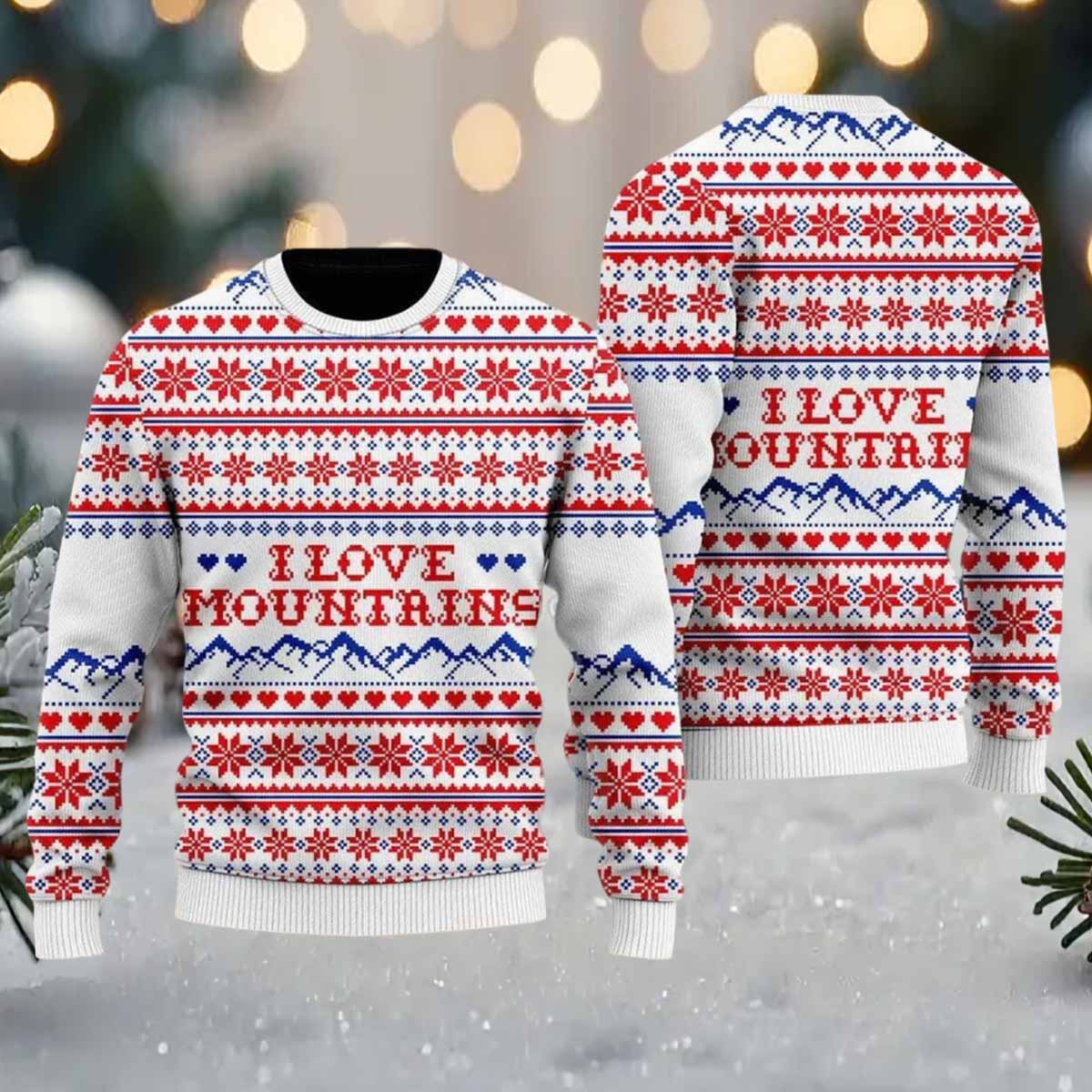 I Love Mountains Ugly Christmas Sweater I Love Mountains Ugly Christmas Sweater