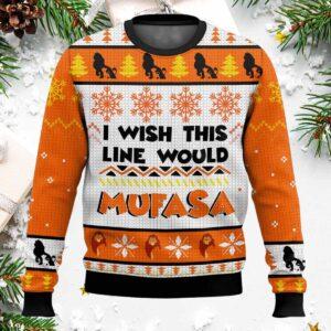 I Wish This Line Would Mufasa Ugly Christmas Sweater