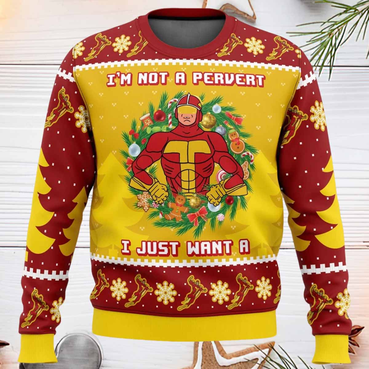 I’m Not A Pervert Turbo Man Ugly Christmas Sweater Im Not A Pervert Turbo Man Ugly Christmas Sweater