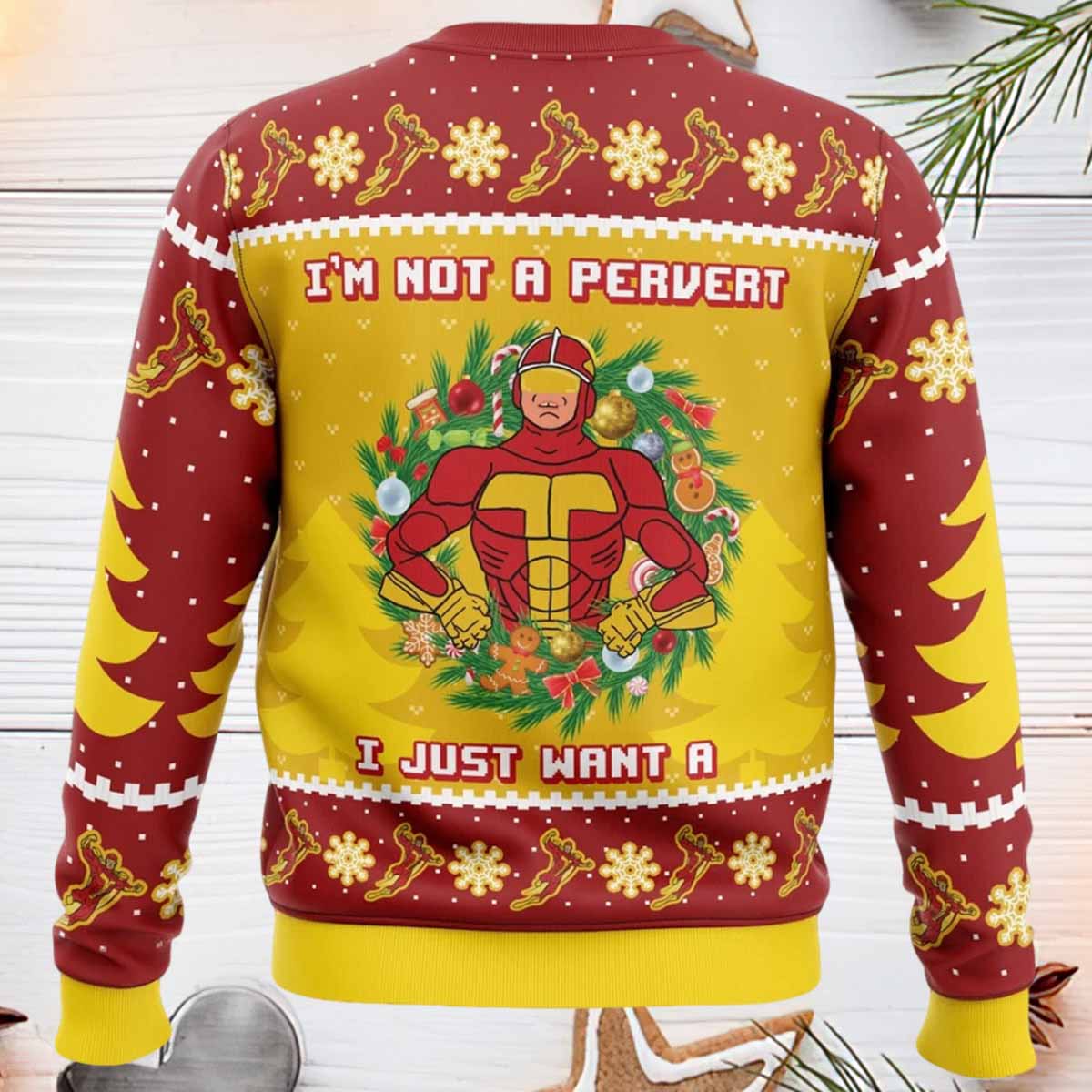 Im Not A Pervert Turbo Man Ugly Christmas Sweater Im Not A Pervert Turbo Man Ugly Christmas Sweater