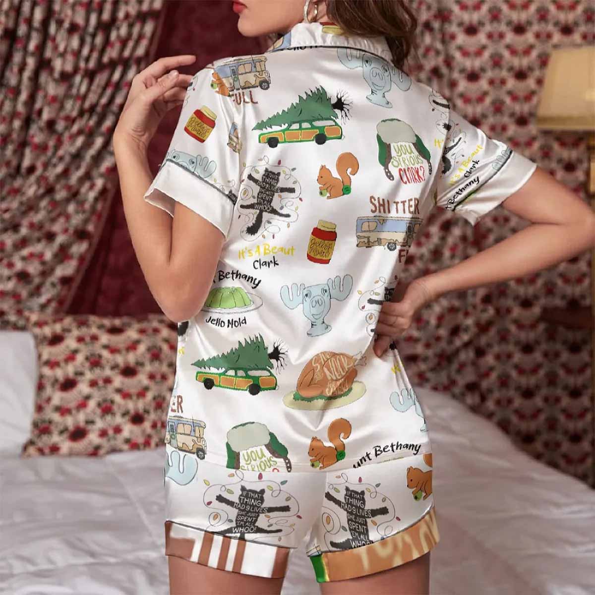 Its A Beaut Clark Christmas Vacation Satin Pajama Set Its A Beaut Clark Christmas Vacation Satin Pajama Set