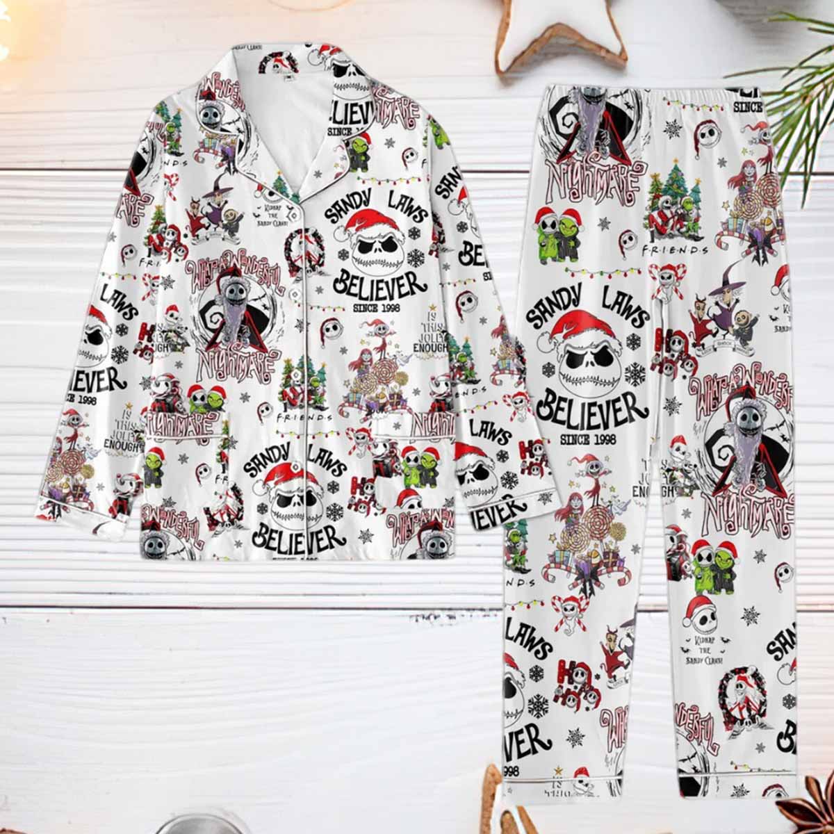 Jack Skellington Sandy Laws Believer Pajama Set Jack Skellington Sandy Laws Believer Pajama Set
