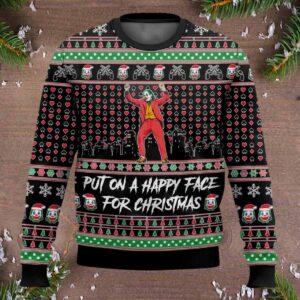 Joker Put On A Happy Face For Christmas Ugly Sweater Joker Put On A Happy Face For Christmas Ugly Sweater