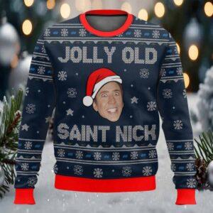 Jolly Old Saint Nick Nicolas Cage Christmas Ugly Sweater Jolly Old Saint Nick Nicolas Cage Christmas Ugly Sweater