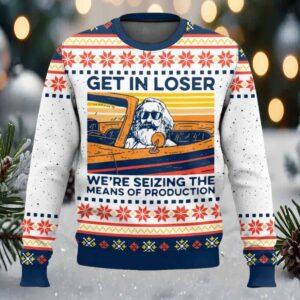 Karl Marx Get In Loser Christmas Sweater Karl Marx Get In Loser Christmas Sweater