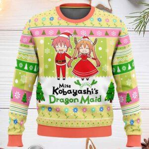 Kobayashi And Tooru Miss Kobayashis Dragon Maid Ugly Christmas Sweater