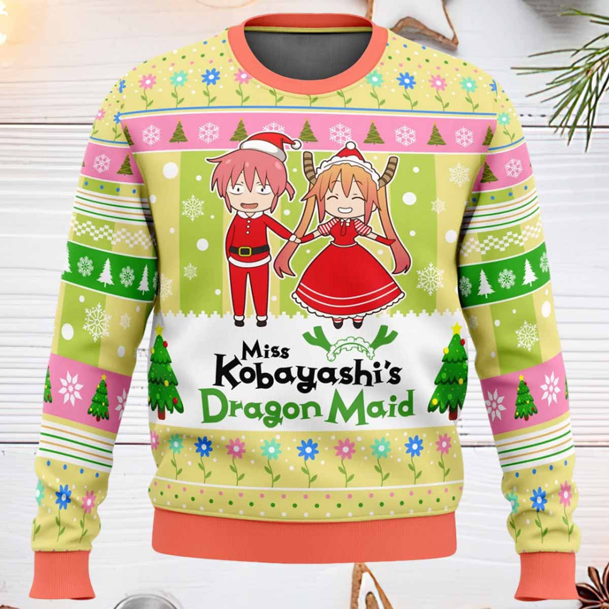 Kobayashi And Tooru Miss Kobayashi’s Dragon Maid Ugly Christmas Sweater Kobayashi And Tooru Miss Kobayashis Dragon Maid Ugly Christmas Sweater