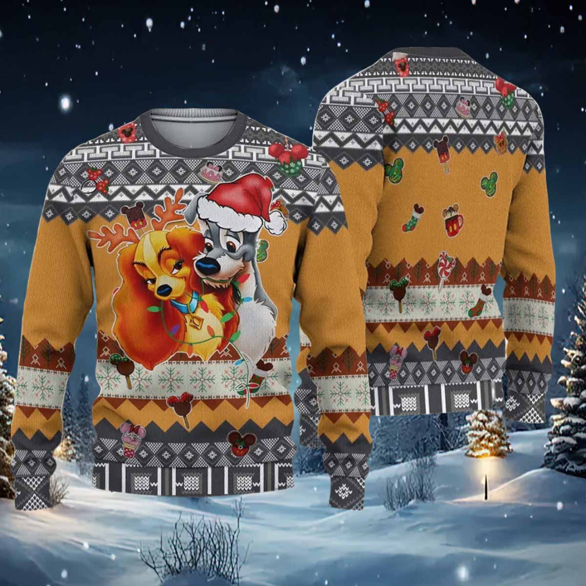 Lady And The Tramp Christmas Ugly Sweater Lady And The Tramp Christmas Ugly Sweater