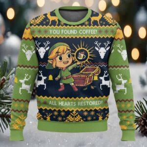 Legend Of Zelda You Found Coffee All Hearts Restored Christmas Sweater Legend Of Zelda You Found Coffee All Hearts Restored Christmas Sweater