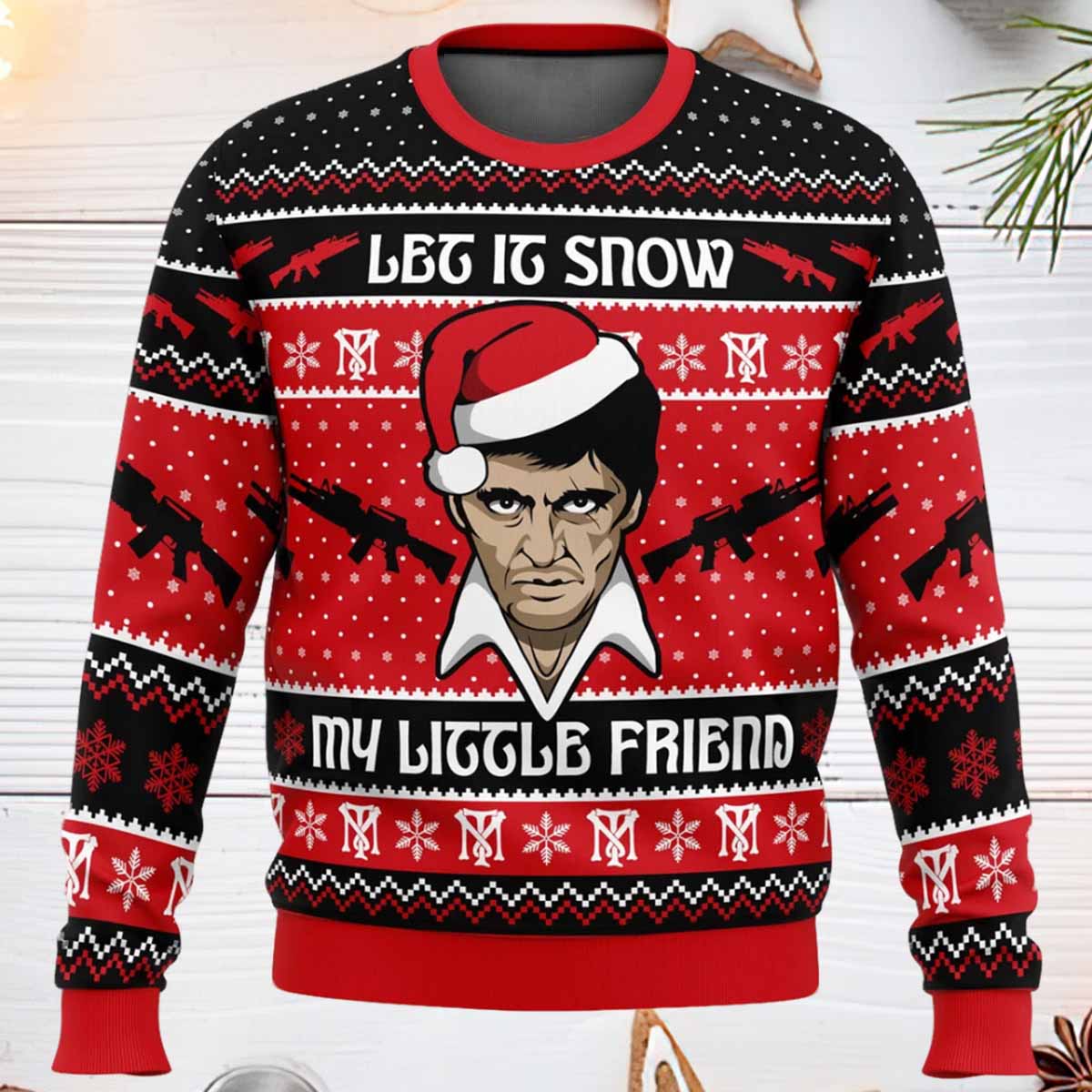 Let It Snow Scarface Ugly Christmas Sweater Let It Snow Scarface Ugly Christmas Sweater
