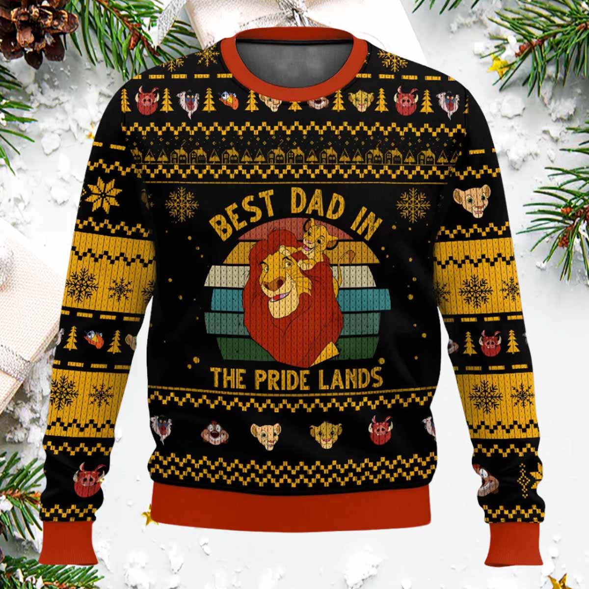 Lion King Best Dad In The Pride Lands Ugly Christmas Sweater Lion King Best Dad In The Pride Lands Ugly Christmas Sweater