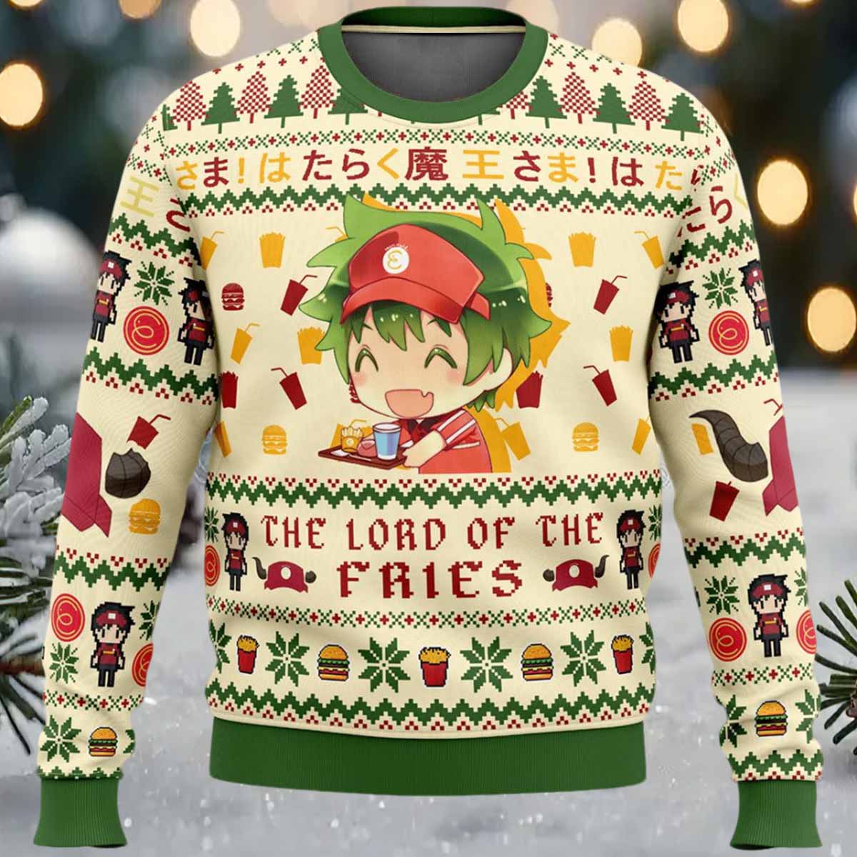 Lord of the Fries The Devil Is A Part Timer Ugly Christmas Sweater Lord of the Fries The Devil Is A Part Timer Ugly Christmas Sweater