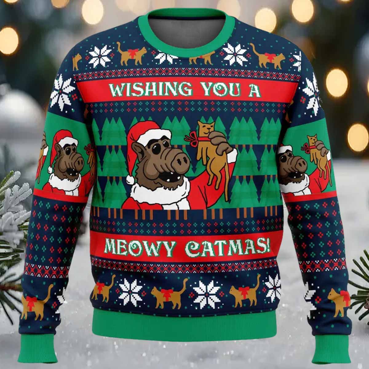 Meowy Catmas Alf Ugly Christmas Sweater Meowy Catmas Alf Ugly Christmas Sweater