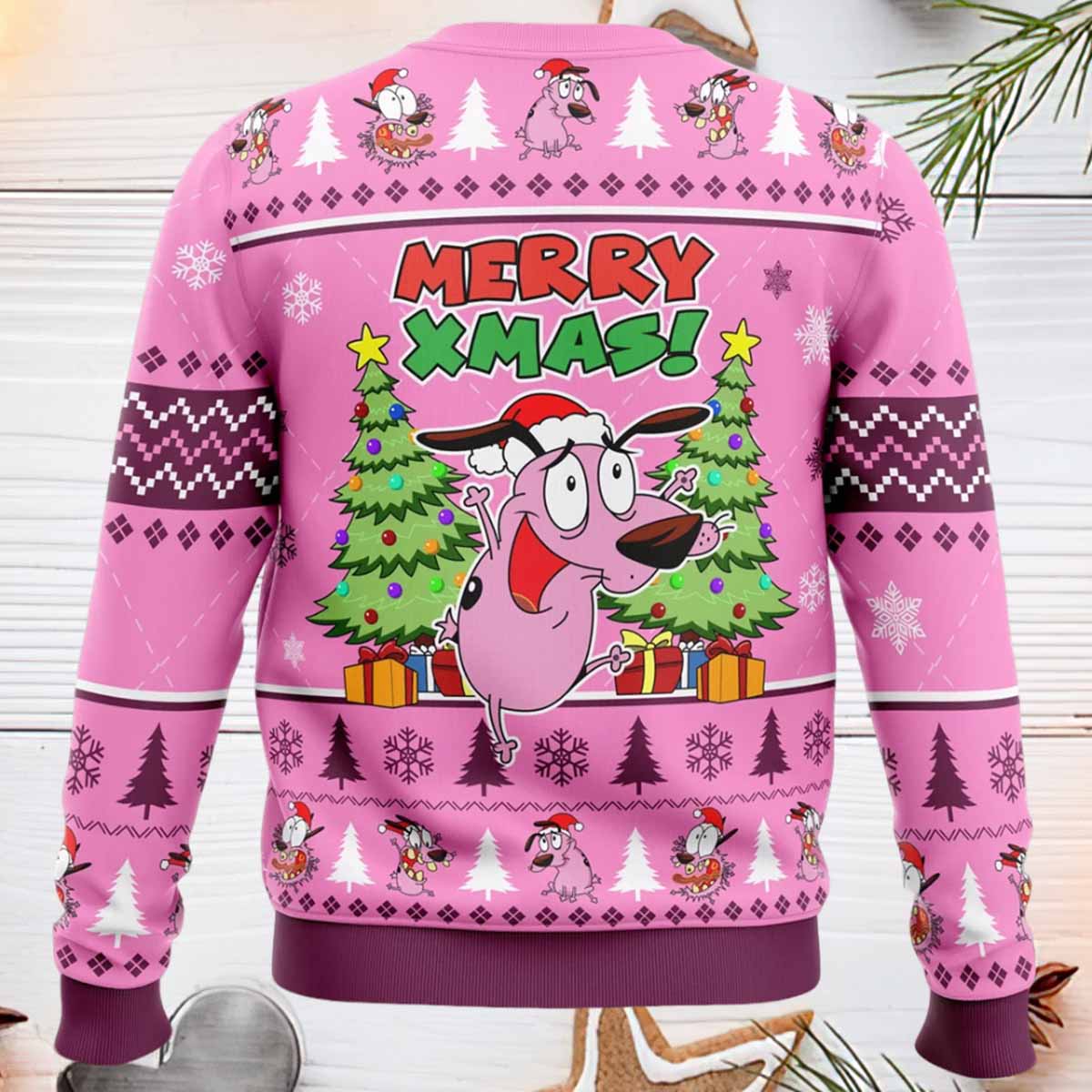 Merry Xmas Courage The Cowardly Dog Ugly Christmas Sweater Merry Xmas Courage The Cowardly Dog Ugly Christmas Sweater