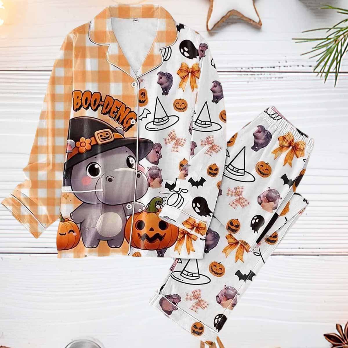 Moo Deng Boo Deng Halloween Pajama Set Moo Deng Boo Deng Halloween Pajama Set