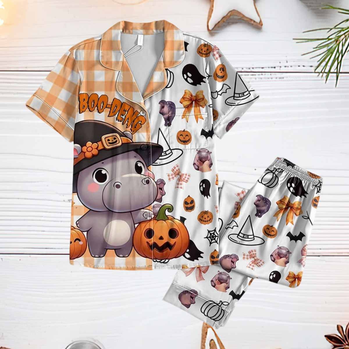 Moo Deng Boo Deng Halloween Pajama Set Moo Deng Boo Deng Halloween Pajama Set