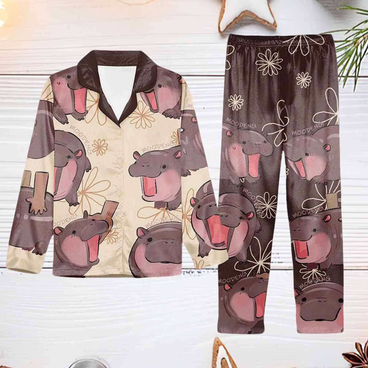 Moo Deng Thailand Pajamas Set Moo Deng Thailand Pajamas Set