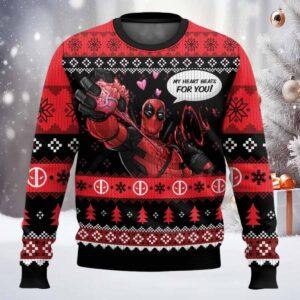 My Heart Beats For You Deadpool Ugly Christmas Sweater