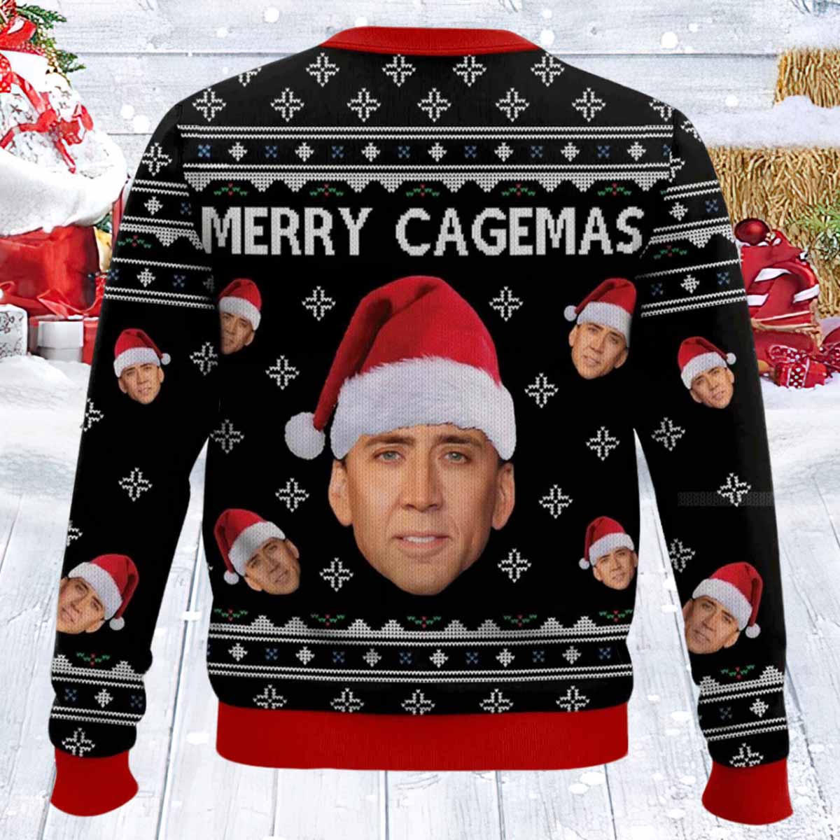 Nicolas Cage Merry Cagemas Christmas Sweater Nicolas Cage Merry Cagemas Christmas Sweater