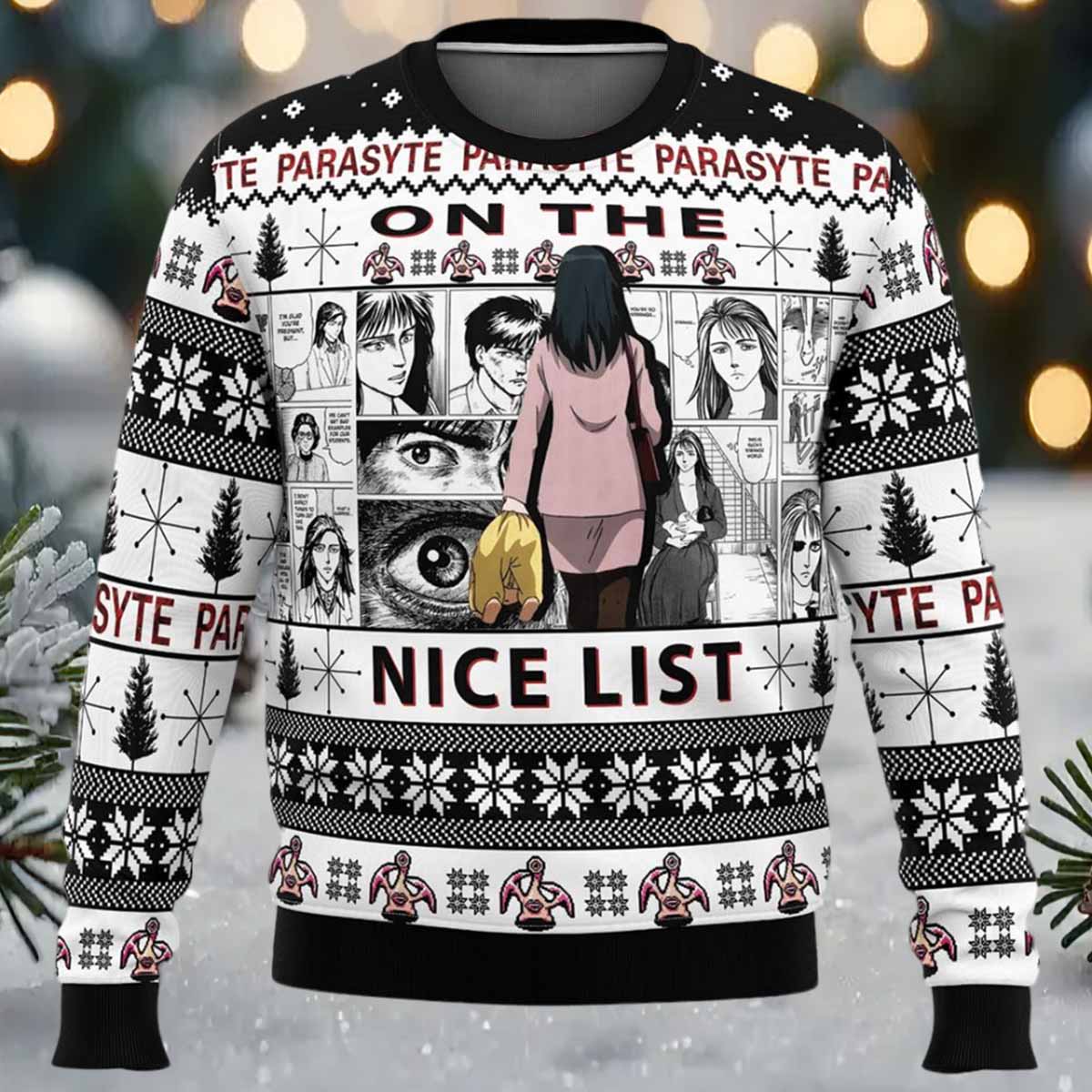 On The Nice List Parasyte Ugly Christmas Sweater On The Nice List Parasyte Ugly Christmas Sweater
