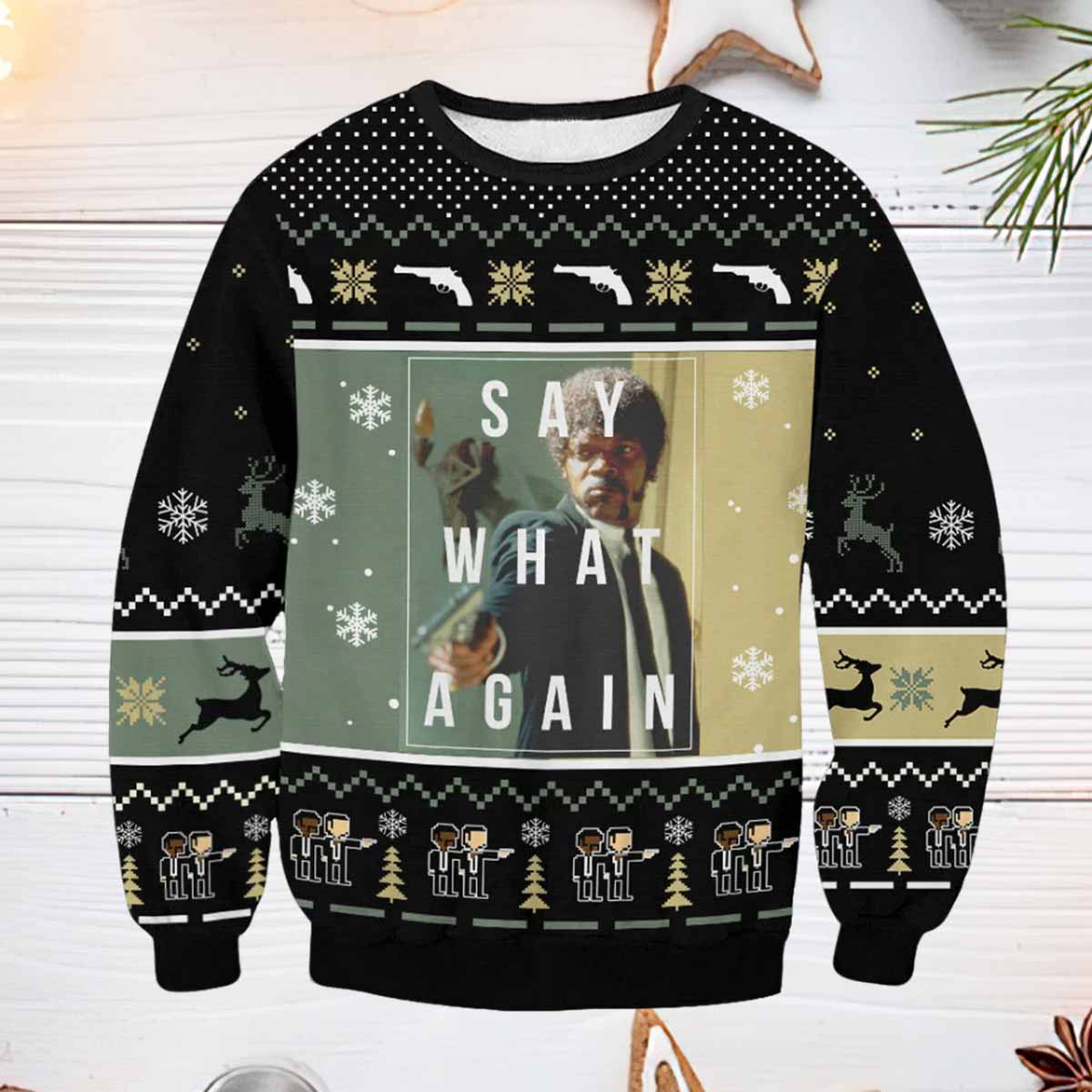 Pulp Fiction Say What Again Christmas Sweater Pulp Fiction Say What Again Christmas Sweater