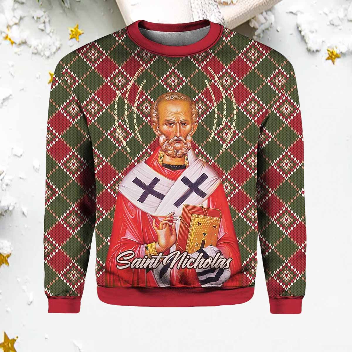 Saint Nicholas Ugly Christmas Sweater Saint Nicholas Ugly Christmas Sweater