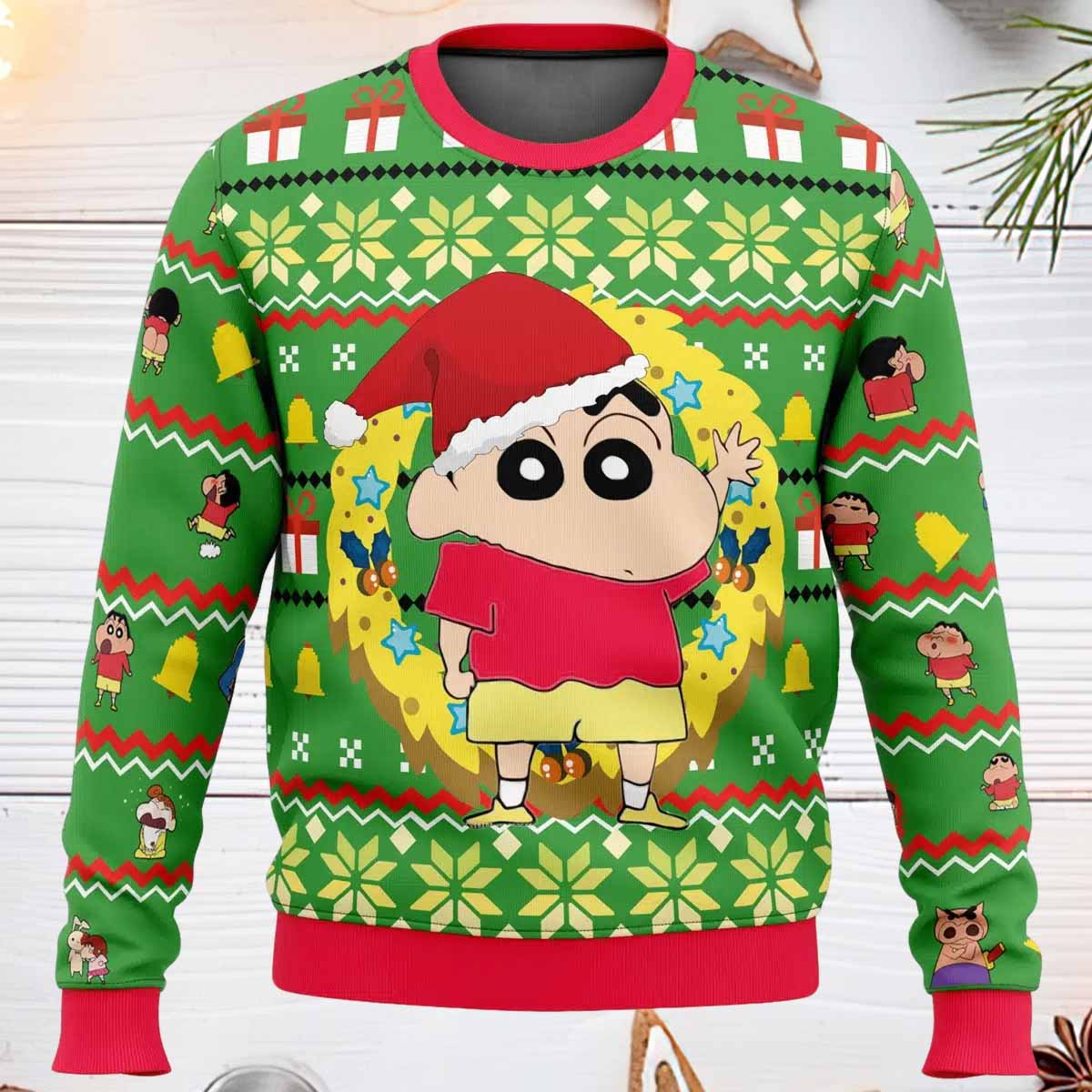 Santa Shinnosuke Crayon Shin chan Ugly Christmas Sweater Santa Shinnosuke Crayon Shin-chan Ugly Christmas Sweater