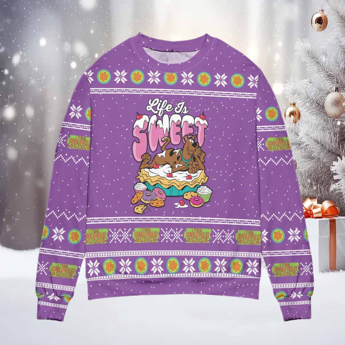 Scooby Doo Life Is Sweet Snowflake Ugly Christmas Sweater Scooby Doo Life Is Sweet Snowflake Ugly Christmas Sweater