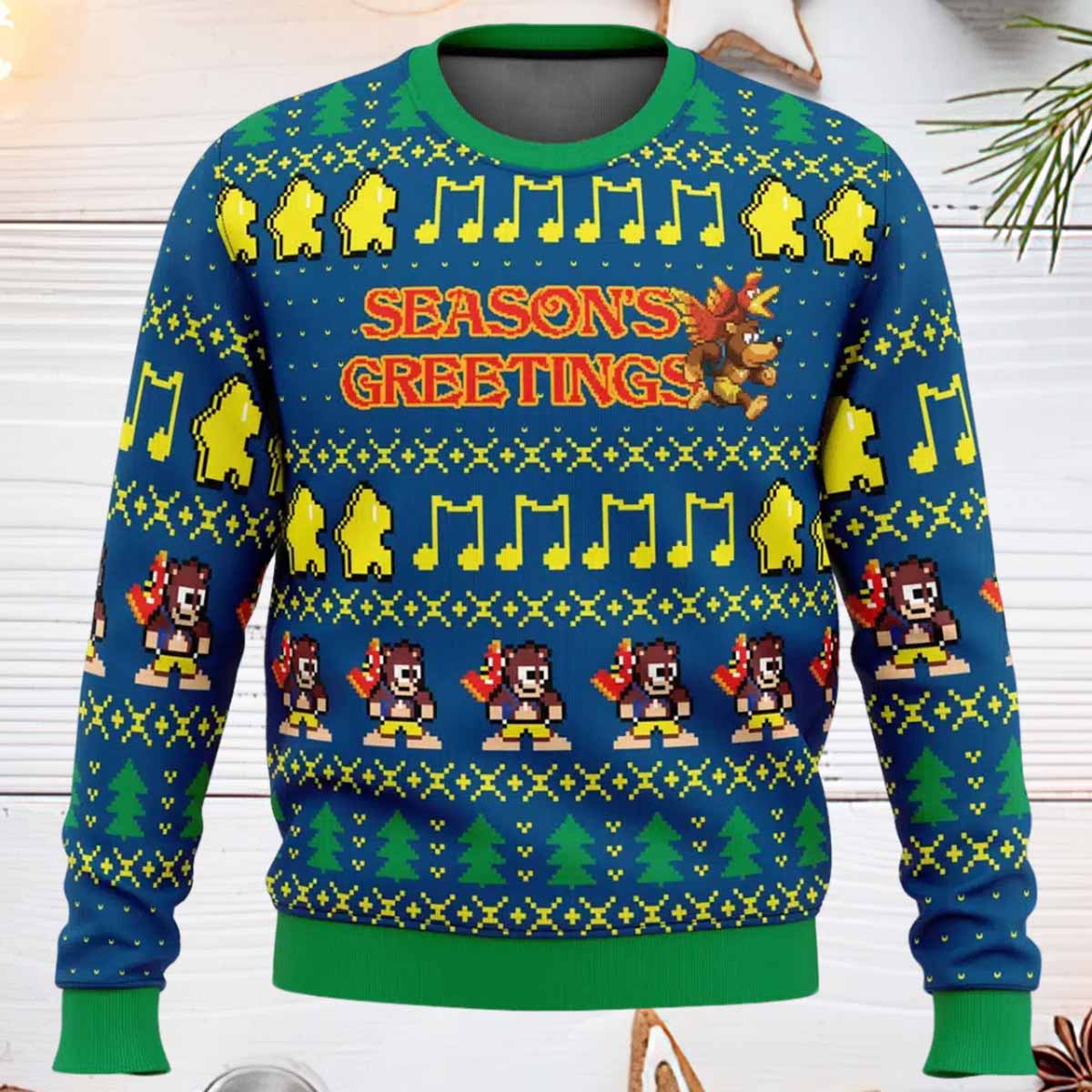 Season’s Greetings Banjo Kazooie Ugly Christmas Sweater Seasons Greetings Banjo Kazooie Ugly Christmas Sweater