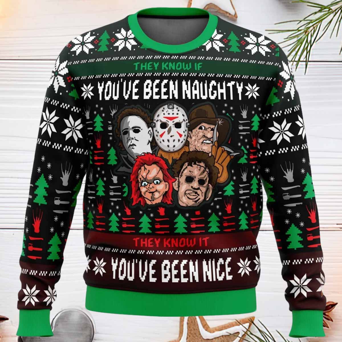 Slasher Horror Movie Ugly Christmas Sweater Slasher Horror Movie Ugly Christmas Sweater