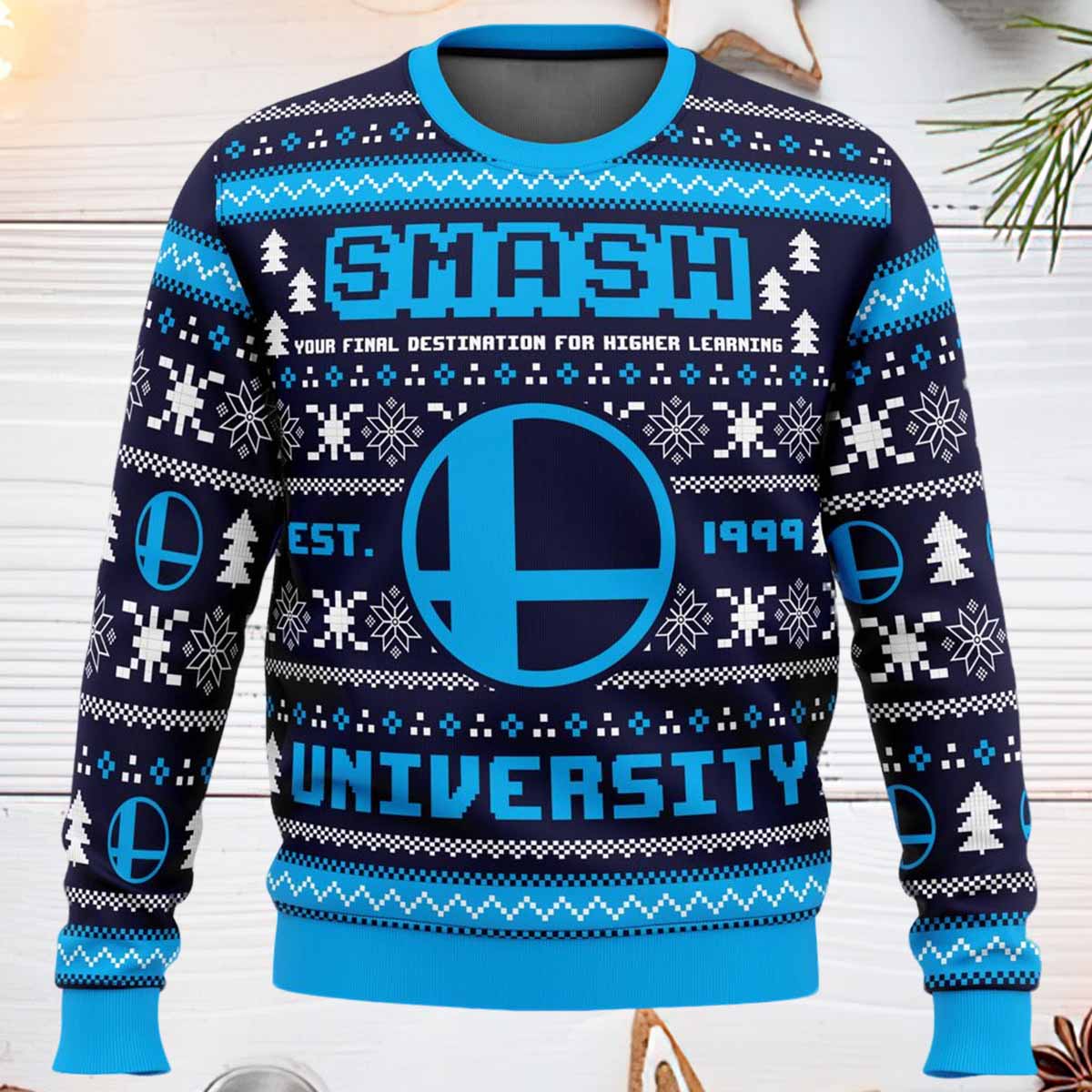 Smash University Super Smash Bros Ugly Christmas Sweater Smash University Super Smash Bros Ugly Christmas Sweater
