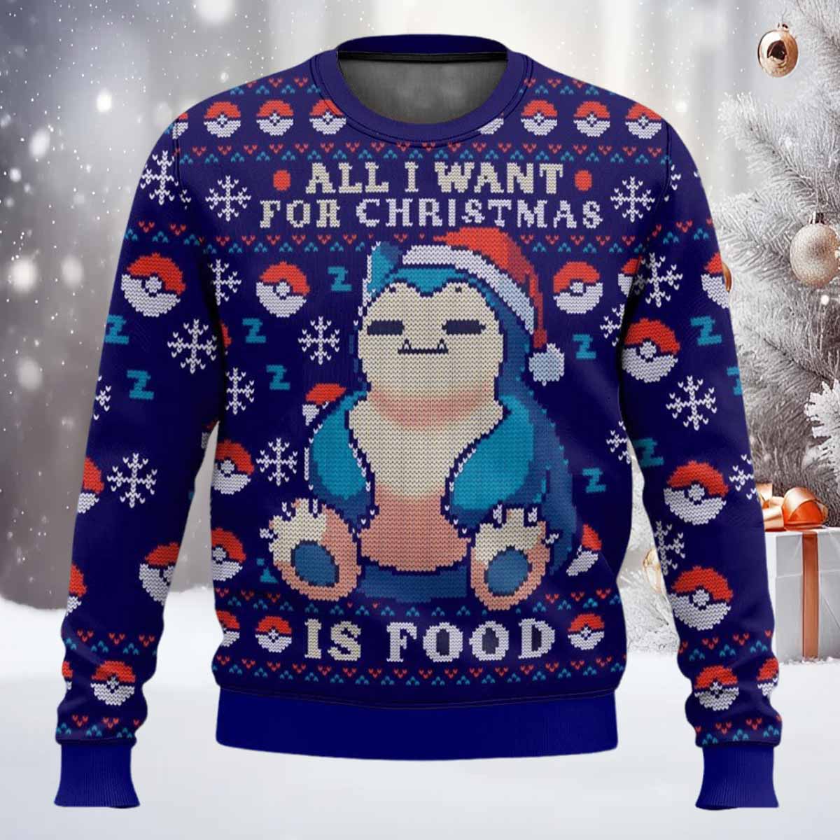 Snorlax All I Want For Christmas Is Food Ugly Sweater Snorlax All I Want For Christmas Is Food Ugly Sweater