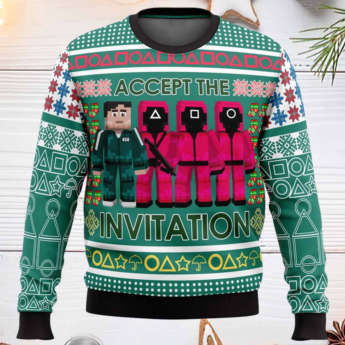 Squid Game Invitation Ugly Christmas Sweater Squid Game Invitation Ugly Christmas Sweater