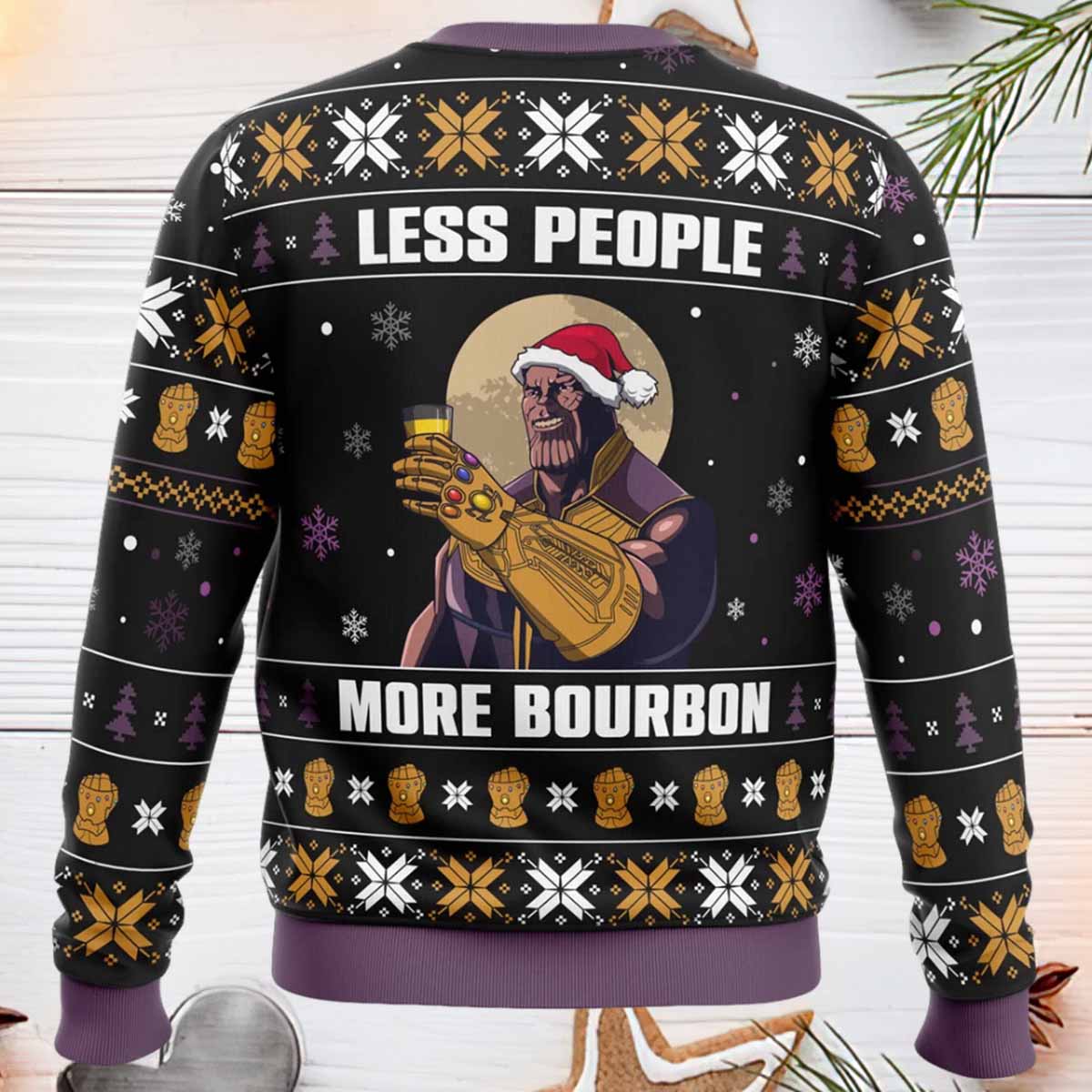 Thanos Less People More Bourbon Ugly Christmas Sweater Thanos Less People More Bourbon Ugly Christmas Sweater