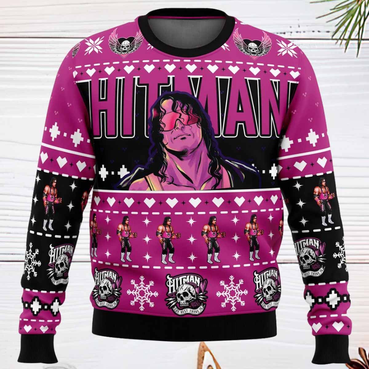 The Hitman Bret Hart Ugly Christmas Sweater The Hitman Bret Hart Ugly Christmas Sweater