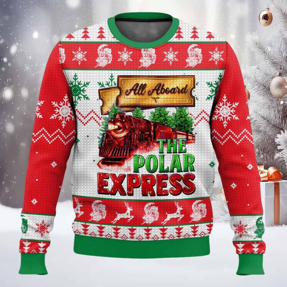 The Polar Express Ugly Christmas Sweater The Polar Express Ugly Christmas Sweater