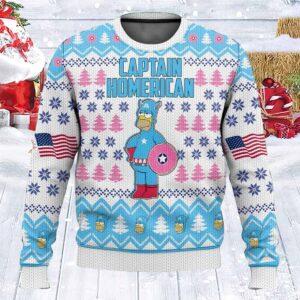 The Simpsons Captain Homerican Ugly Christmas Sweater