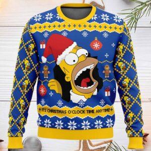 The Simpsons It’s Christmas O’clock Time Anytime Ugly Sweater
