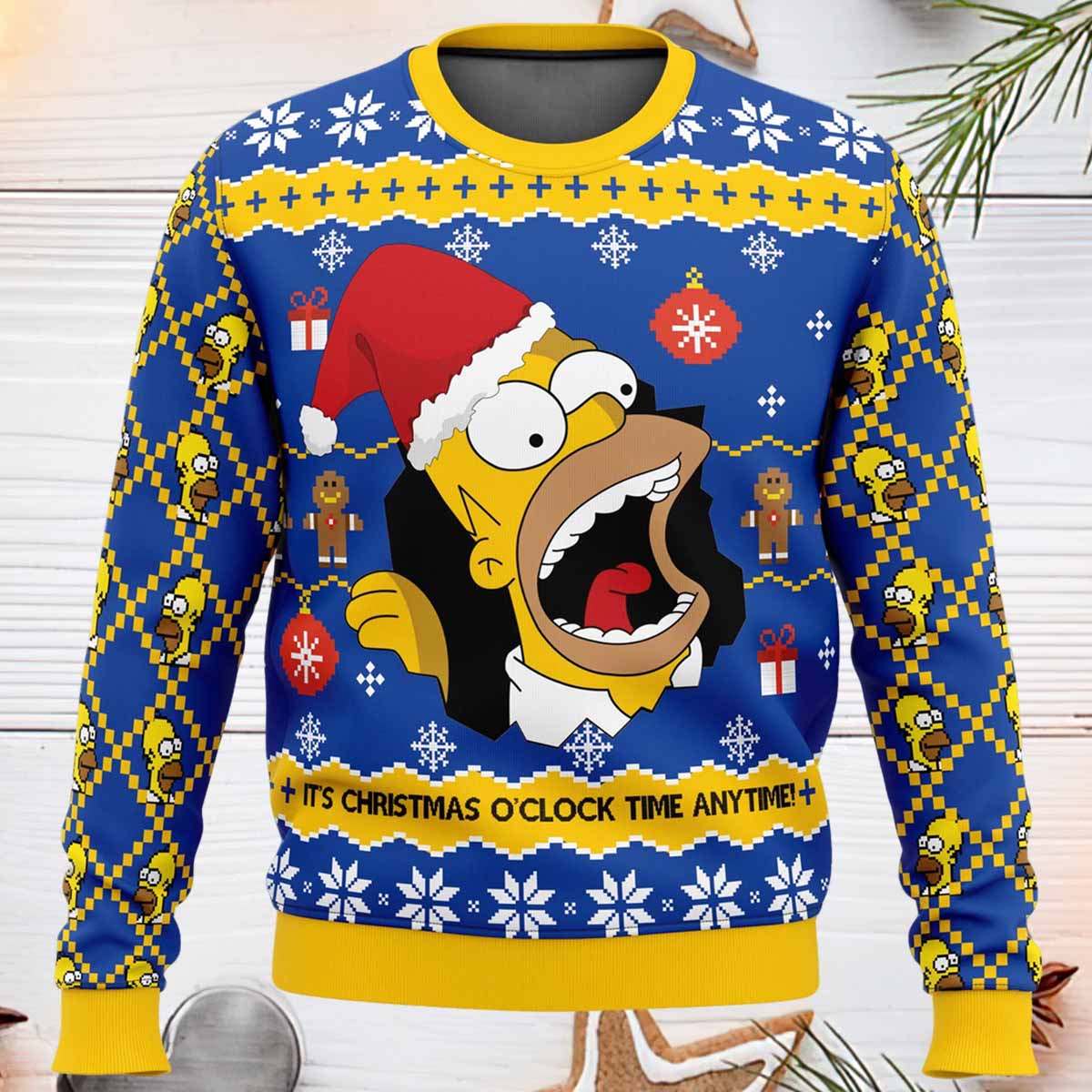 The Simpsons It's Christmas O'clock Time Anytime Ugly Sweater The Simpsons It's Christmas O'clock Time Anytime Ugly Sweater