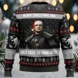 The Witcher Merry Christmas And Toss A Coin To Your Witcher Ugly Sweater