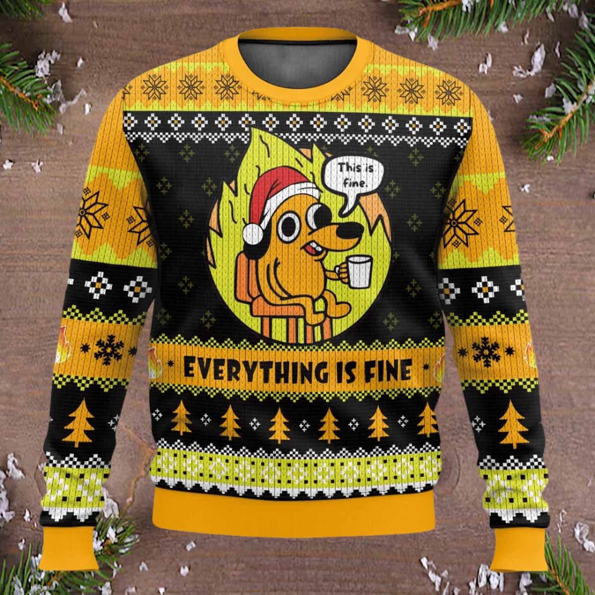 This is Fine Meme Christmas Ugly Sweater This is Fine Meme Christmas Ugly Sweater